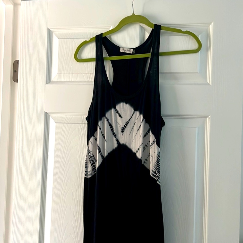 Sugar cloth tie dyed blue and white tank dress